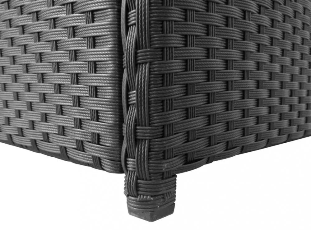 fekete polyrattan kerti tárolóláda 120 x 50 x 60 cm
