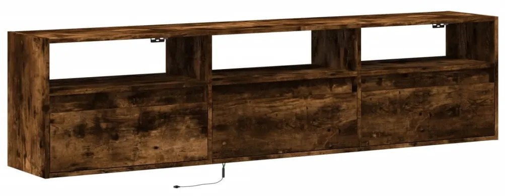 füstös tölgy falra szerelhető TV-szekrény LED-del 180x31x45cm