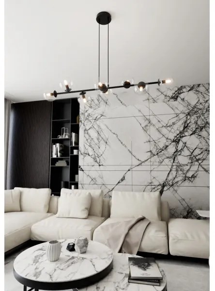 Csillár zsinóron ROSSI 8xE14/10W/230V fekete/átlátszó