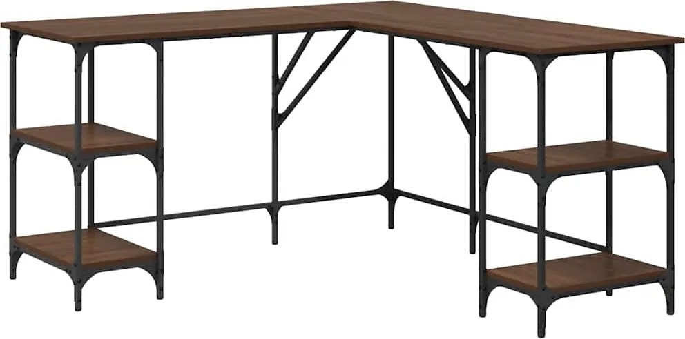 vidaXL barna tölgyszínű szerelt fa íróasztal 139x139x75 cm