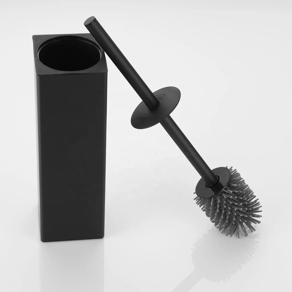 Viva NERO WC-kefe tartó - szögletes - MATT FEKETE - fürdőszobai kiegészítő