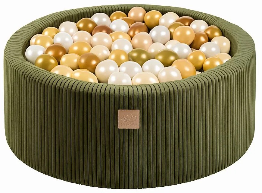 Khaki kordbársony labdamedence 90x90x30 cm Montessori – Meowbaby