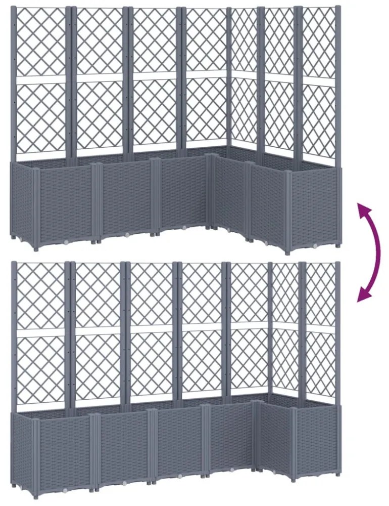 kékszürke polipropilén rácsos kerti ültetőláda 160 x 120 x 140 cm