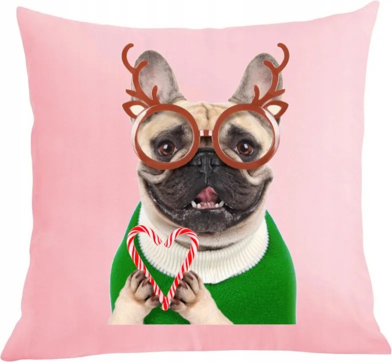 Karácsonyi Bulldog párna párnahuzat