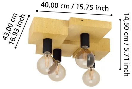 Eglo 43798 - Mennyezeti lámpa HALKIN 4xE27/40W/230V