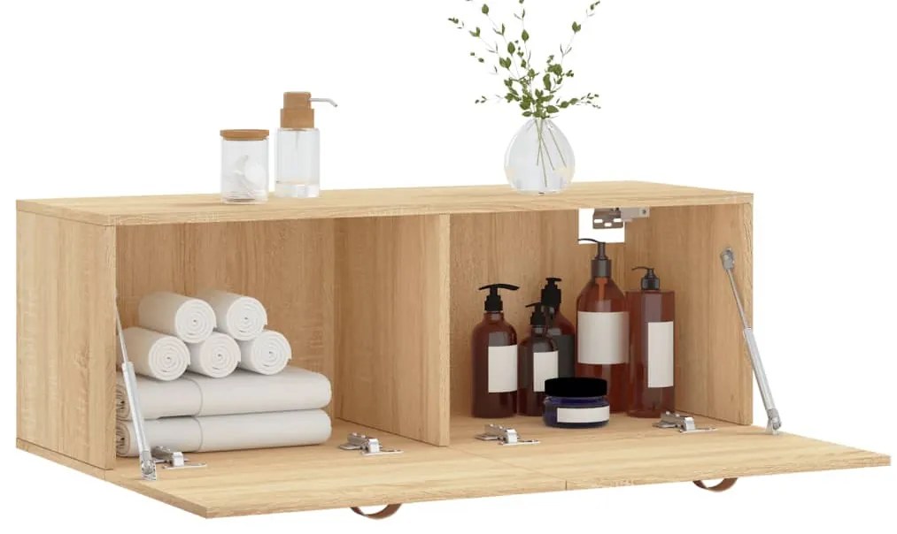 sonoma tölgy színű szerelt fa faliszekrény 100 x 36,5 x 35 cm