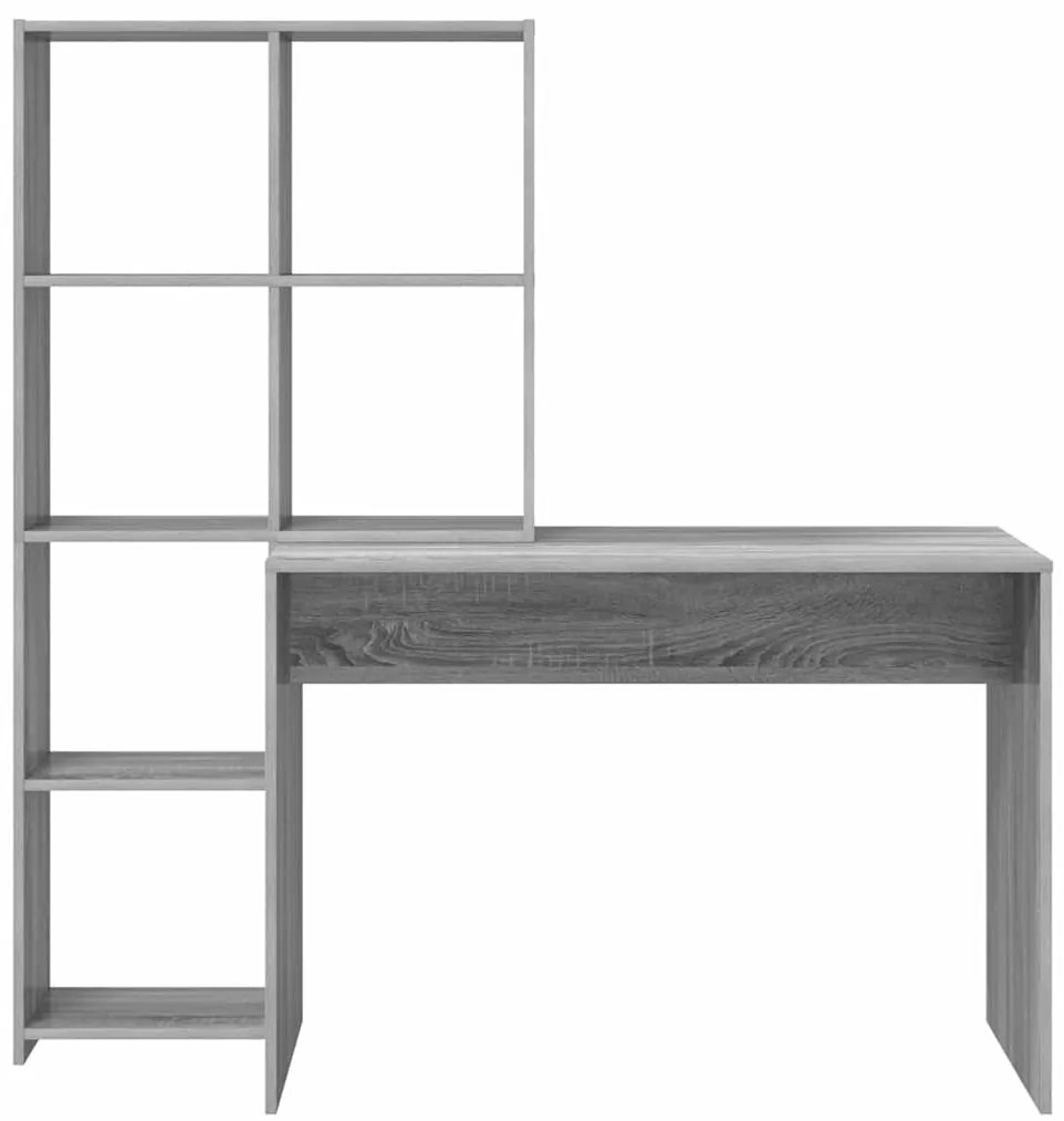 Asztal polcokkal Szürke sonoma 138.5 x 55 x 143 cm Faanyag