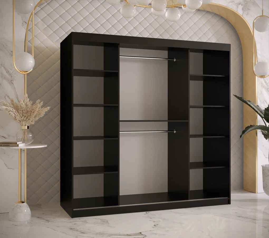 Ruhásszekrény tükörrel 250 cm Riana Wa 2 250 (fekete) . 1063503