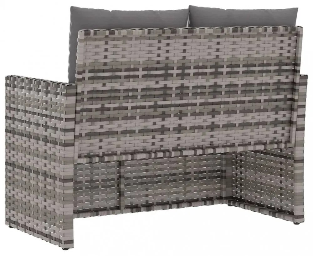 szürke polyrattan kerti pad párnákkal 105 cm