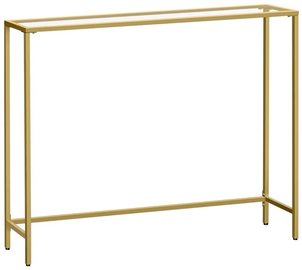 Konzolasztal edzett üveglappal, óarany 100x20x80cm