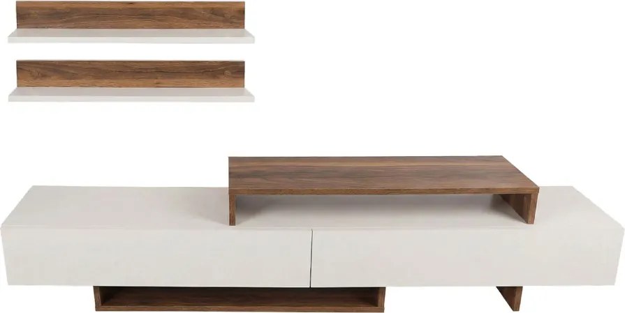 Nirvana TV-állvány, fehér-teak, 180 cm