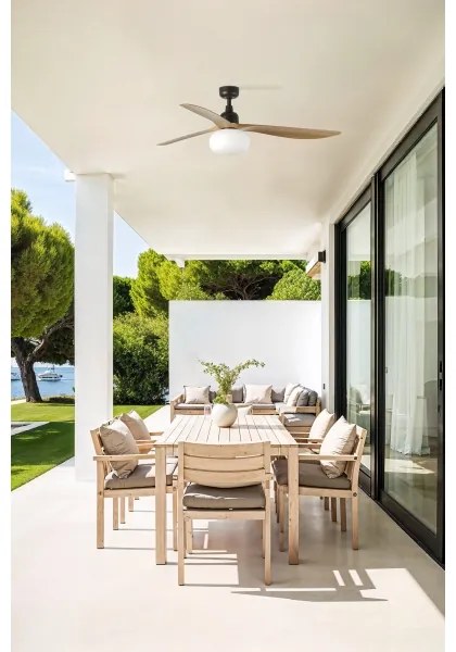 FARO 34360WT-11L - mennyezeti ventilátor OUTWOOD L 1xE27/15W barna/fekete átm. 150 cm WT IP44+DO