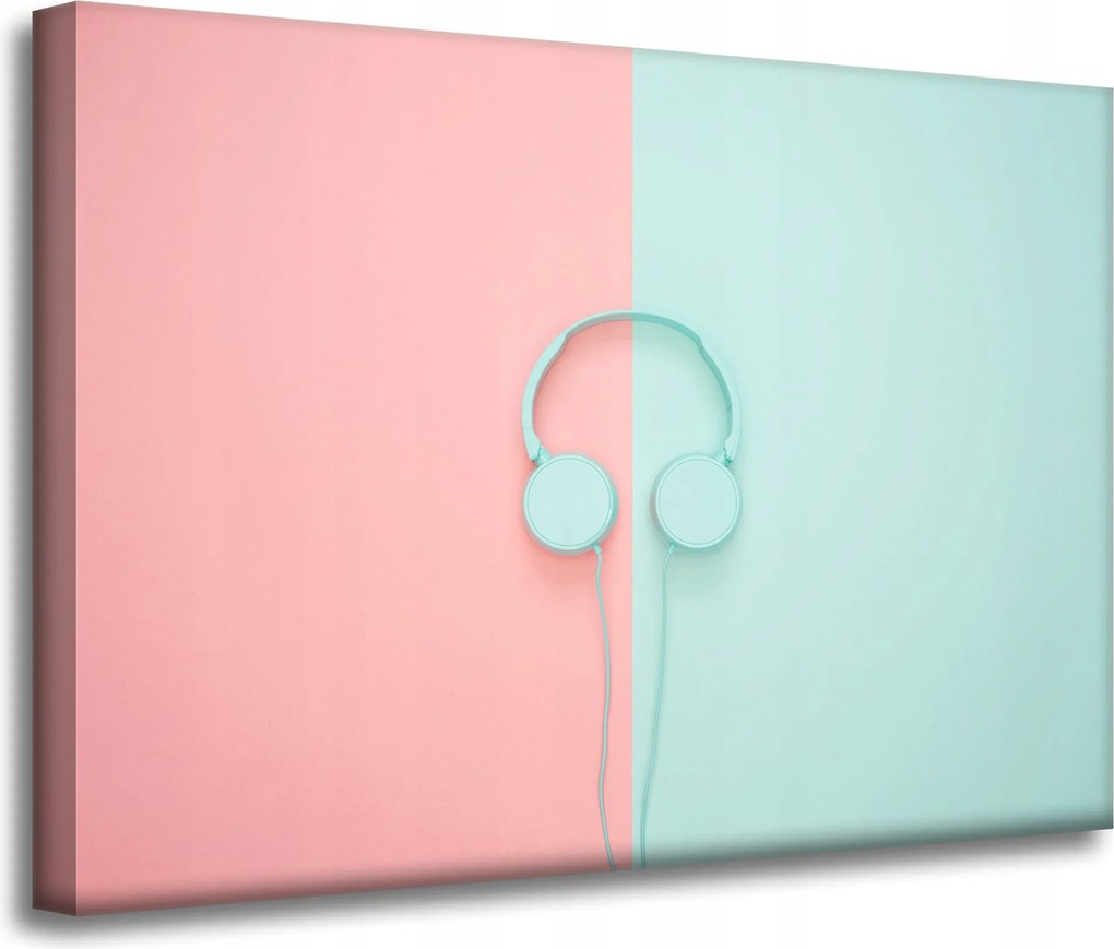 Vászonkép Zene Fejhallgató Kétszínű Pasztell színek 70x50
