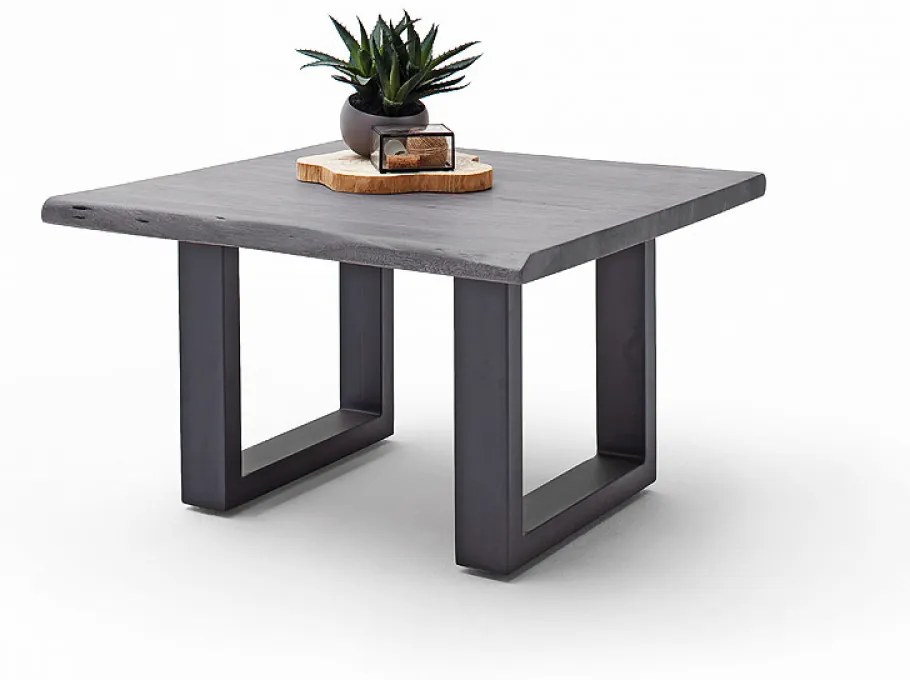 CARTAGENA dohányzó asztal akácfa 75x75cm - U alakú antracit szürke lábbal - Szürke
