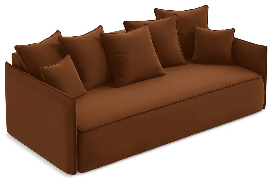 Terrakotta színű bársony kinyitható-tárolóhelyes kanapé 225 cm Hula – Makamii