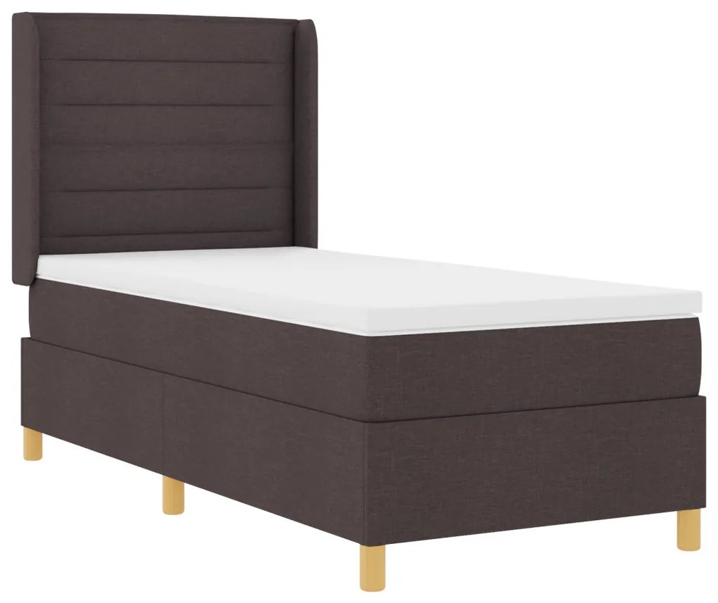 Boxspring Ágy Matrac és LED Sötétbarna 80x200 cm Szövet
