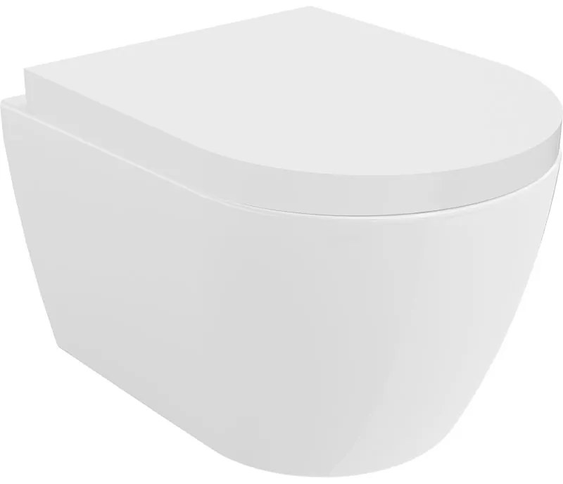 Mexen Carmen, falra akasztható wc csésze 490x365x340 mm, Perem nélküli Tornado + duroplast wc ülőke, fényes fehér, 30880200T
