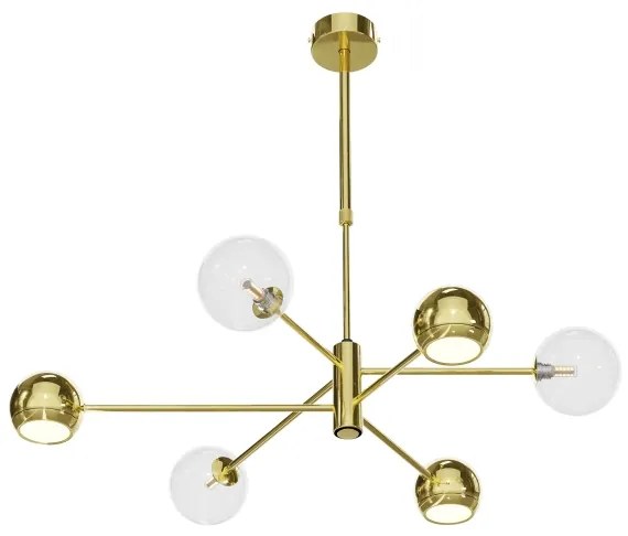 Jupiter 1964 - Csillár rúdon MOKA 3xGU10/10W/230V + 3xG9/10W/230V arany/átlátszó