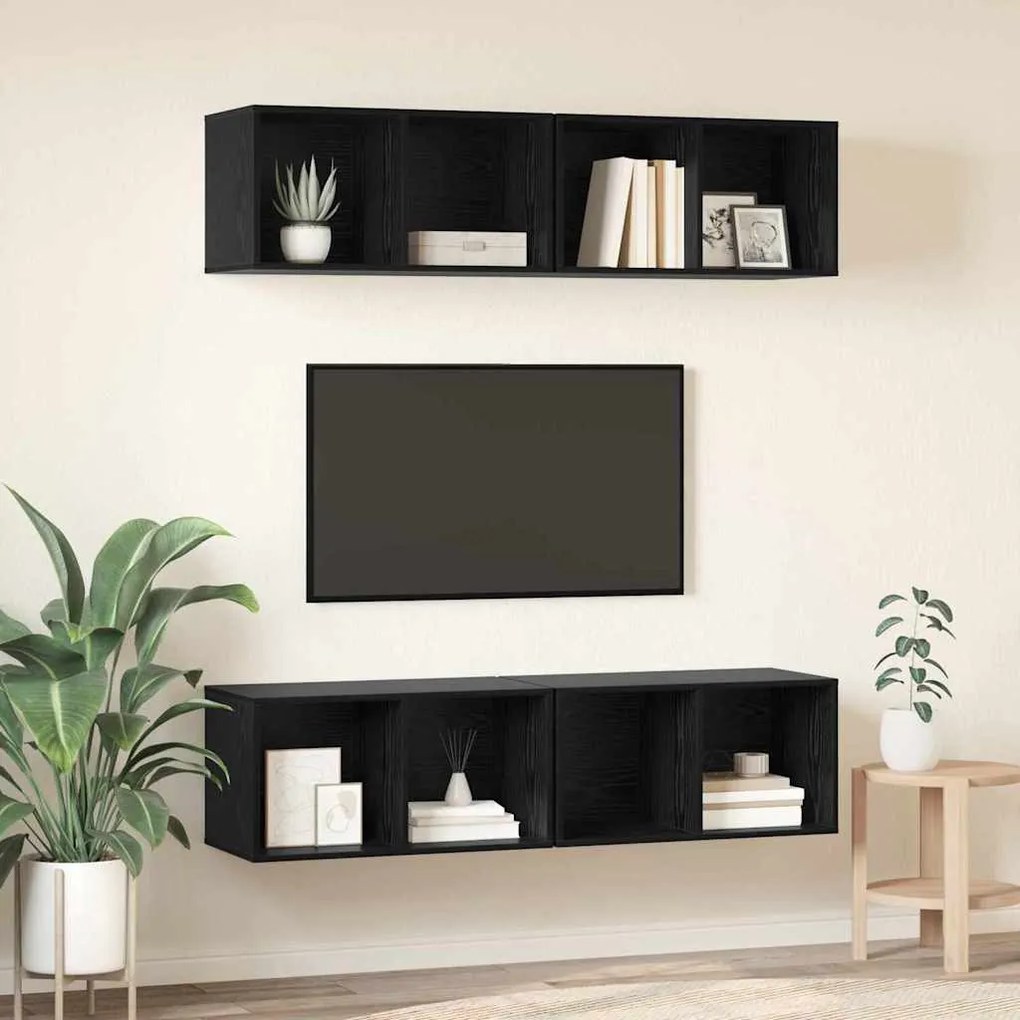 Fali TV Szekrény 4 pcs Musta tammi 37 x 37 x 72 cm Faanyag