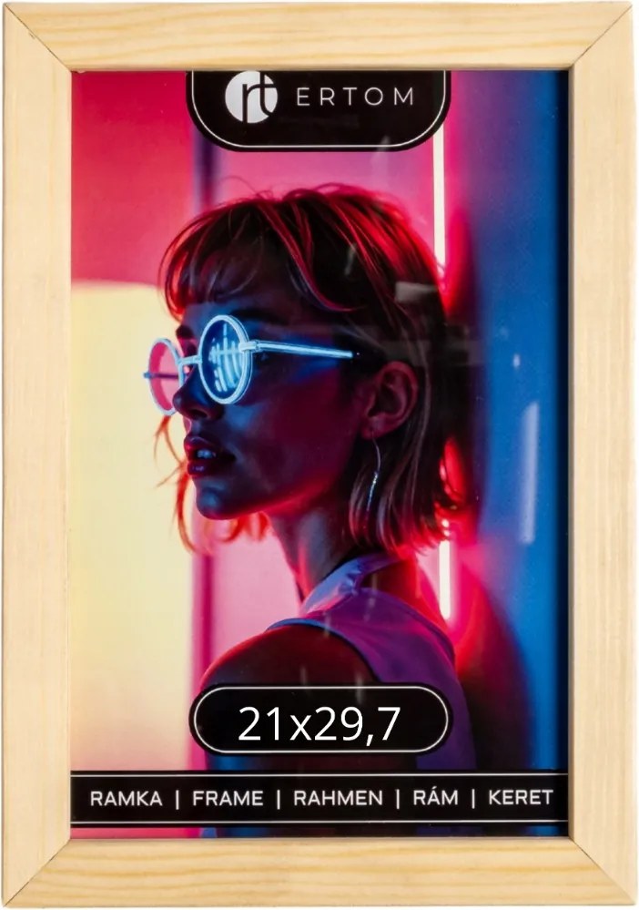 Fa fényképkeret oklevél A4 21x29,7 természetes üveg modern