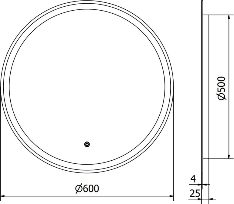 Mexen Gobi megvilágított fürdőszobai tükör, kerek 60 cm, LED 6000K, páramentesítő - 9801-060-060-611-00