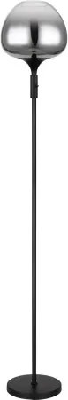 Globo 15548S2 Állólámpa, matt fekete fém, füstszínű üveg, fekete textil kábel, hintakapcsoló a terméken, ø: 290 mm, V: 1650 mm, kábelhossz 1800 mm, izzó nélkül 1x E27 60W 230V