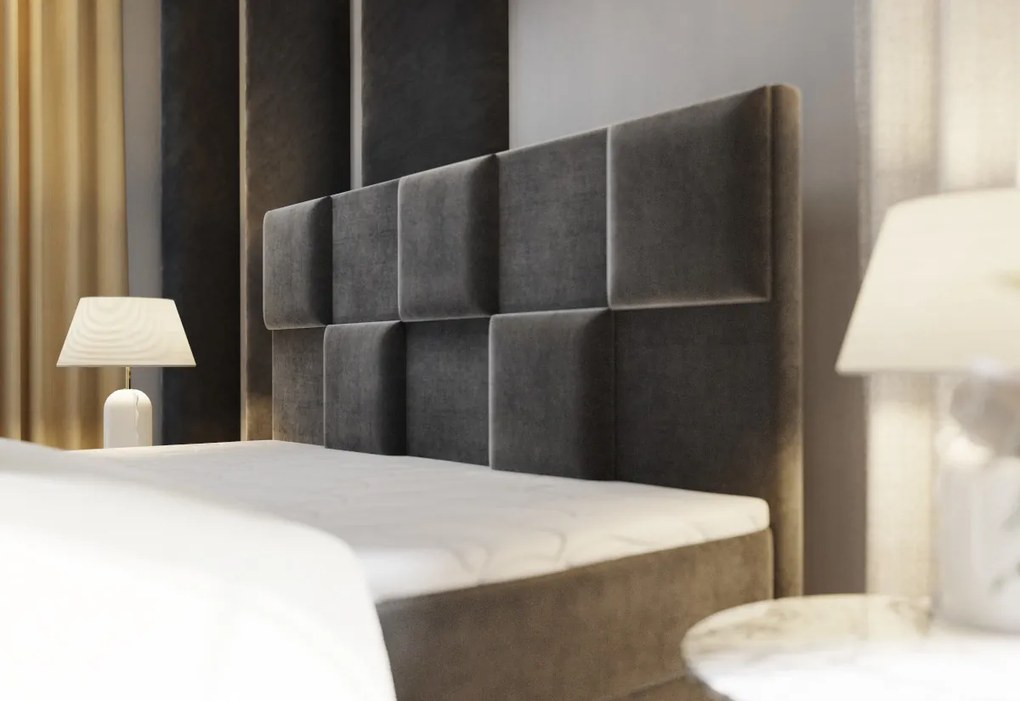 PIACO kárpitozott boxspring ágy, 180x200, kronos 09 + topper