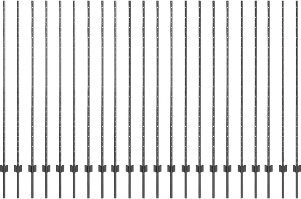 vidaXL Kerítésoszlop 22 pcs Szürke 200 cm Acél