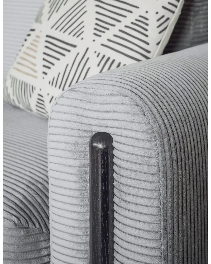 Szürke kordbársony kinyitható-tárolóhelyes kanapé 244 cm Arcadova – ELTAP