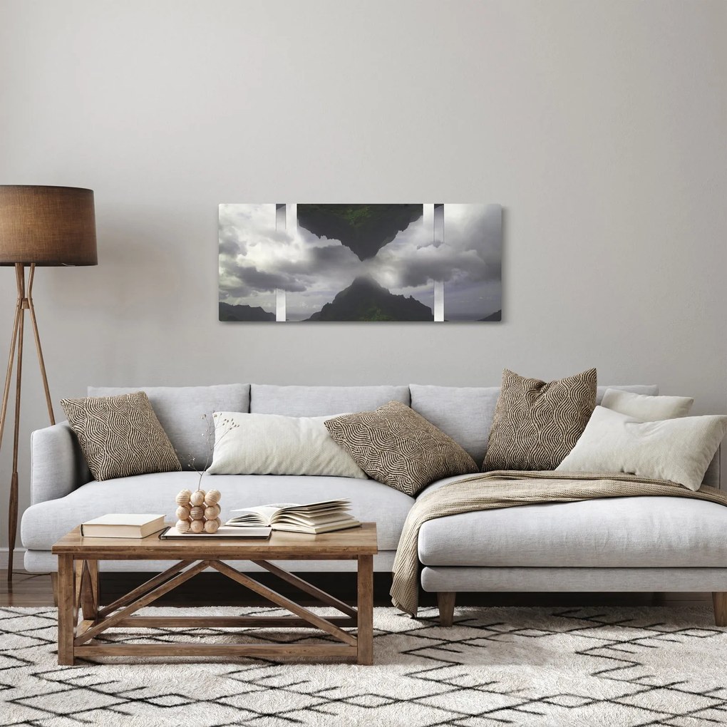 Kép - Hegyek Izlandon, geometrikus kollázs (120x50 cm)