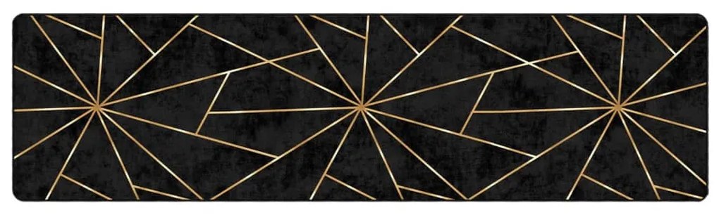 fekete-arany mosható csúszásgátló szőnyeg 80 x 300 cm