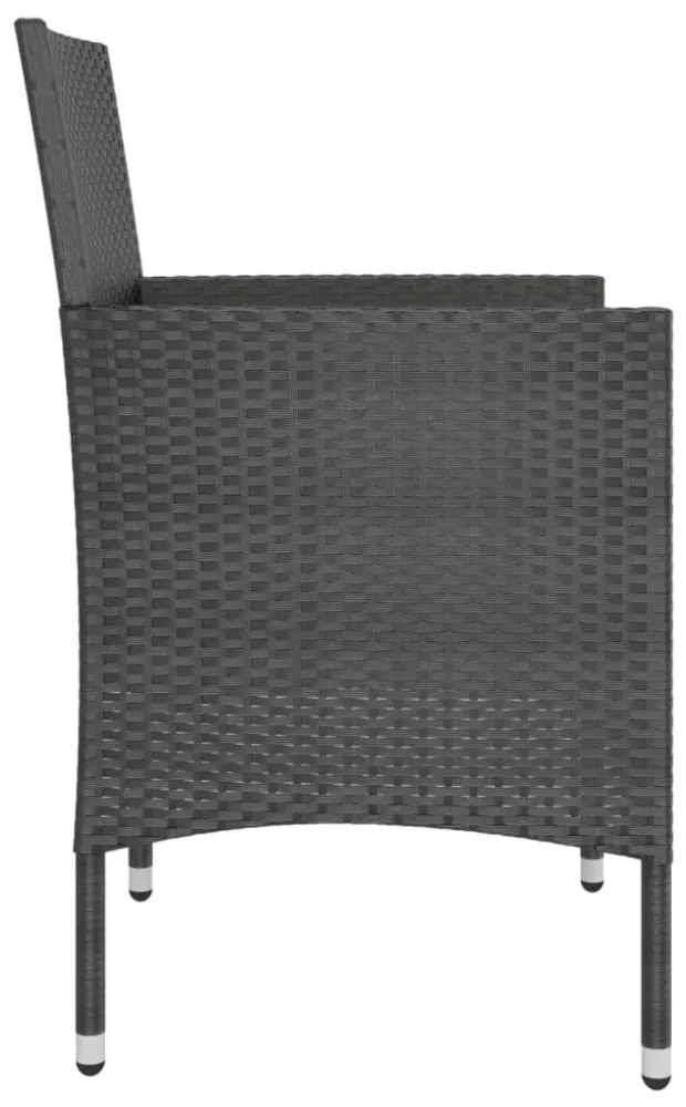 4 részes fekete kerti polyrattan szék- és zsámolyszett