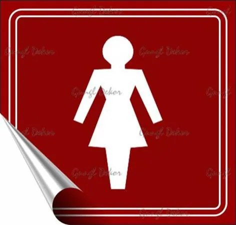 Információs matrica, 8,7x8,3 cm, toalett, női szimbólum, burgundi vörös/fehér (LUIN077)