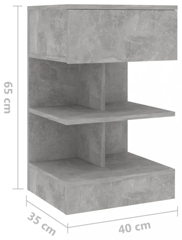 2 db betonszürke éjjeliszekrény 40 x 35 x 65 cm