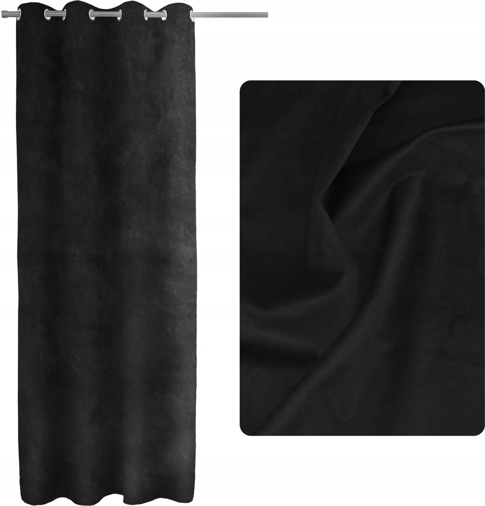 Sötétítő függöny velúr átvezetőkkel 140x250 Fekete Pacific