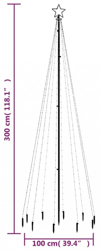 hideg fehér fényű karácsonyfa tüskével 310 LED-del 300 cm
