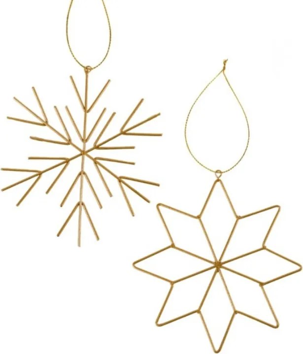 2 db karácsonyi dísz GOLDEN SNOW fémből, 11,5 cm, arany