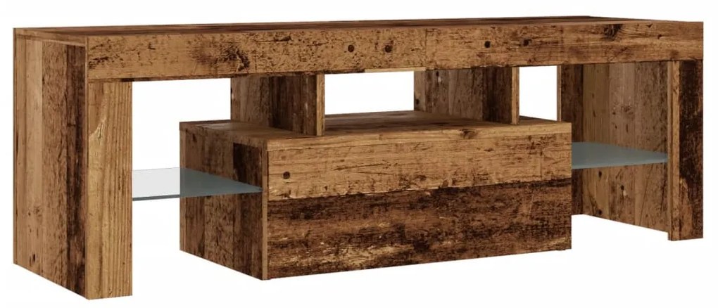 antik fa színű szerelt fa TV-szekrény LED-ekkel 120x36,5x40 cm