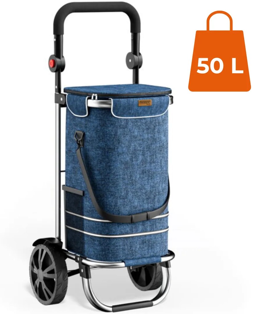 Monzana EASY bevásárlótáska kerekekkel, 50l, kék
