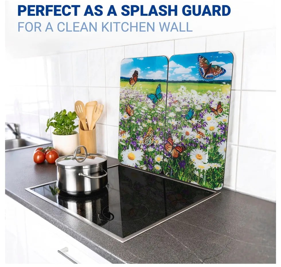 Edzett üveg tűzhely fedőlap szett 2 db-os 52x30 cm Summer Meadow – Maximex