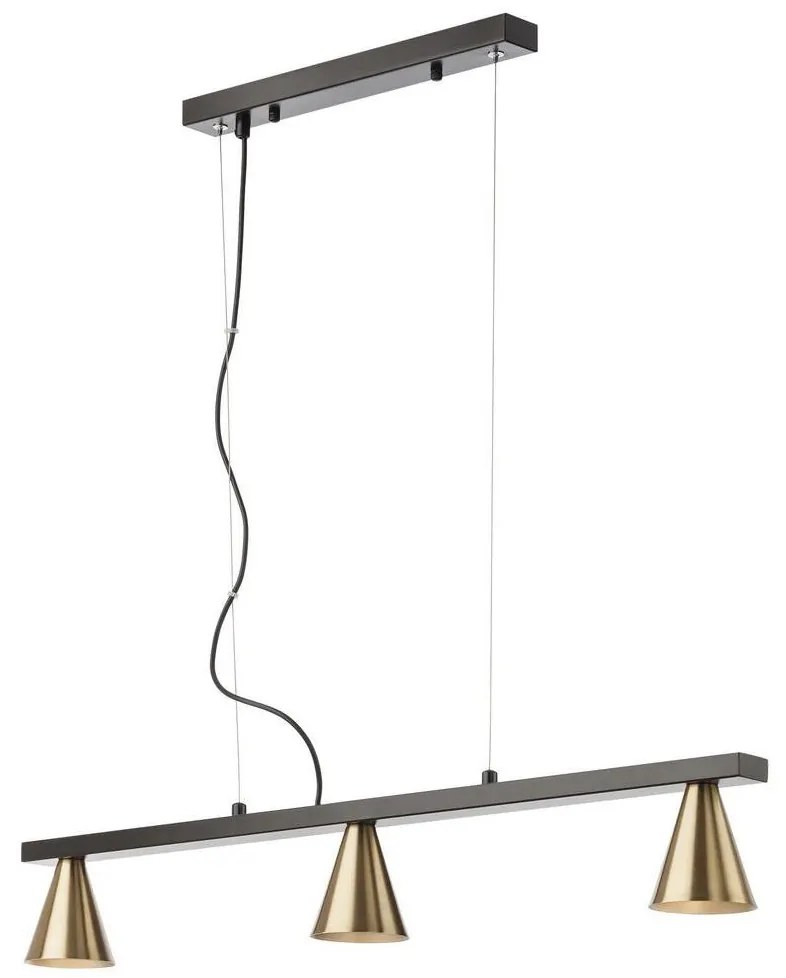 Redo 01-2218 - Csillár zsinóron ZUMA 3xGU10/15W/230V fekete/arany