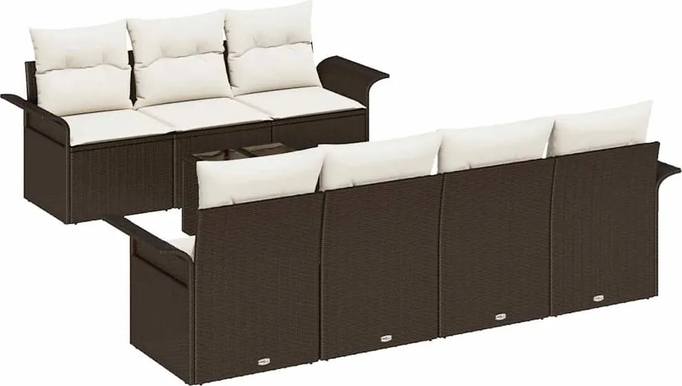vidaXL Kerti Kanapé Szett párnával 8 pcs Barna és Krém polirattan
