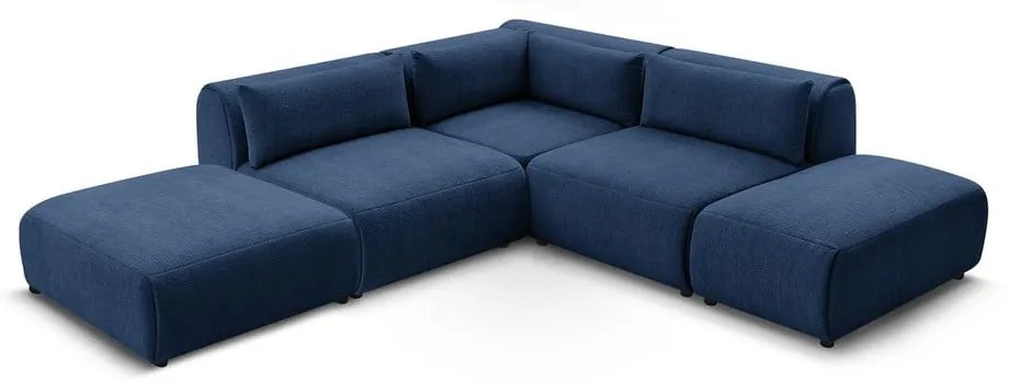 Sötétkék sarokkanapé (variálható) Jeanne – Bobochic Paris