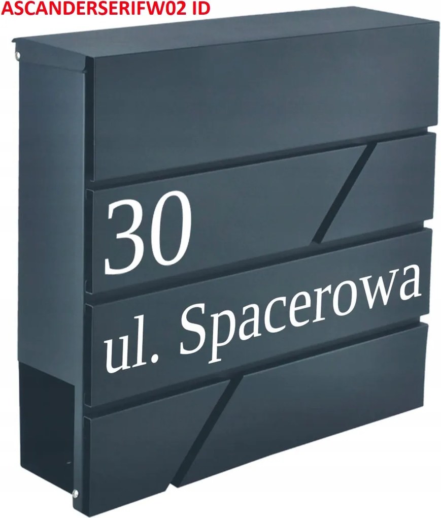 Postaláda Újságtartó Antracit Házszám Uv Nyomtatás
