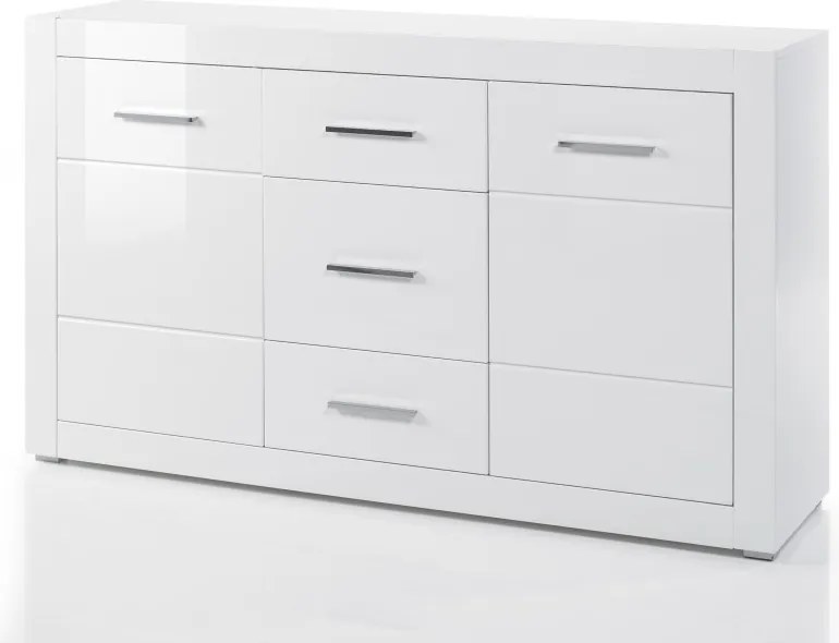 Bianco 2 ajtós 3 fiókos komód fényes fehér