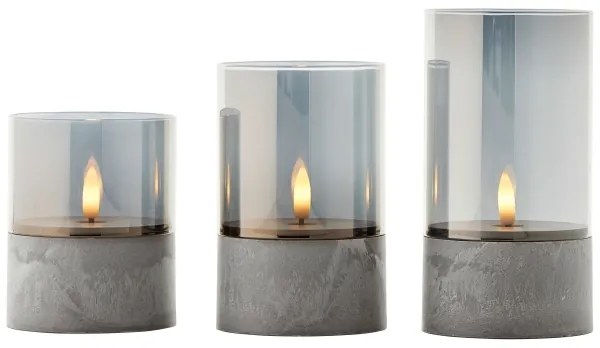 Brilliant - 3 darabos LED gyertya készlet BOUGIE LED/2xAA IP44 szürke/füstszínű