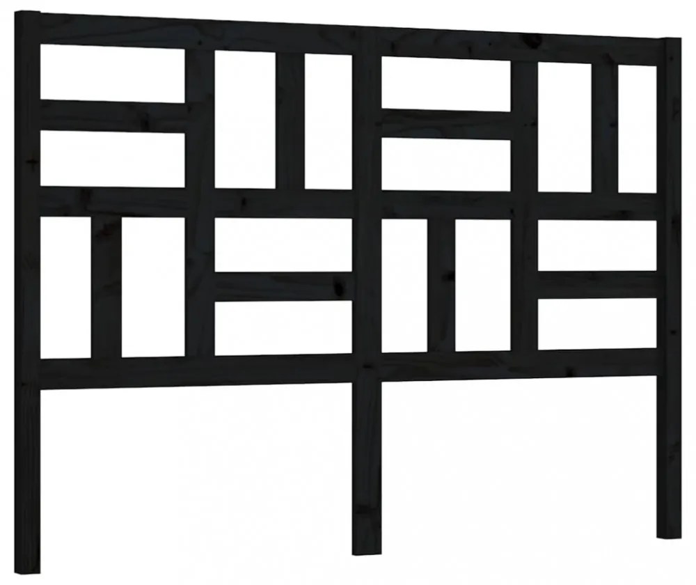 fekete tömör fenyőfa ágyfejtámla 126x4x104 cm