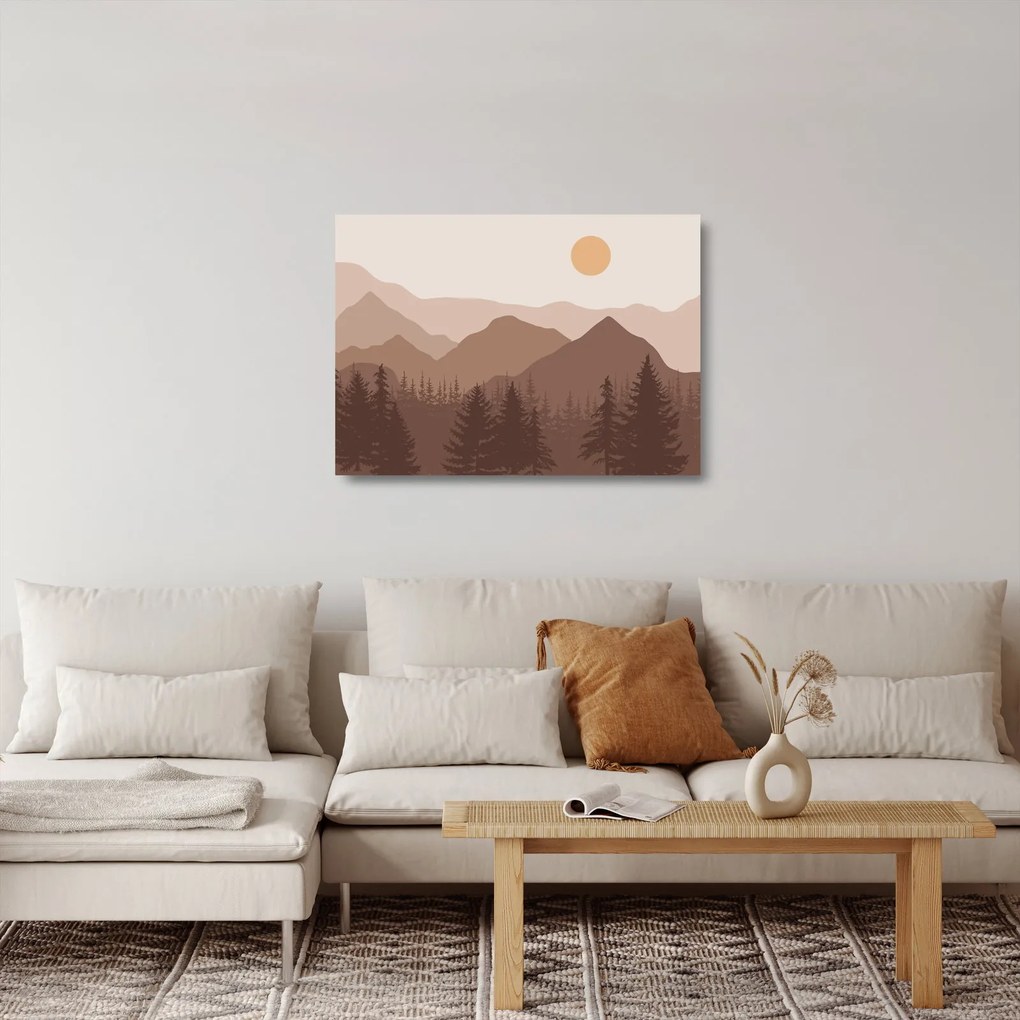Üveg kép - Barna hegyek N⁰1 (70x50 cm)