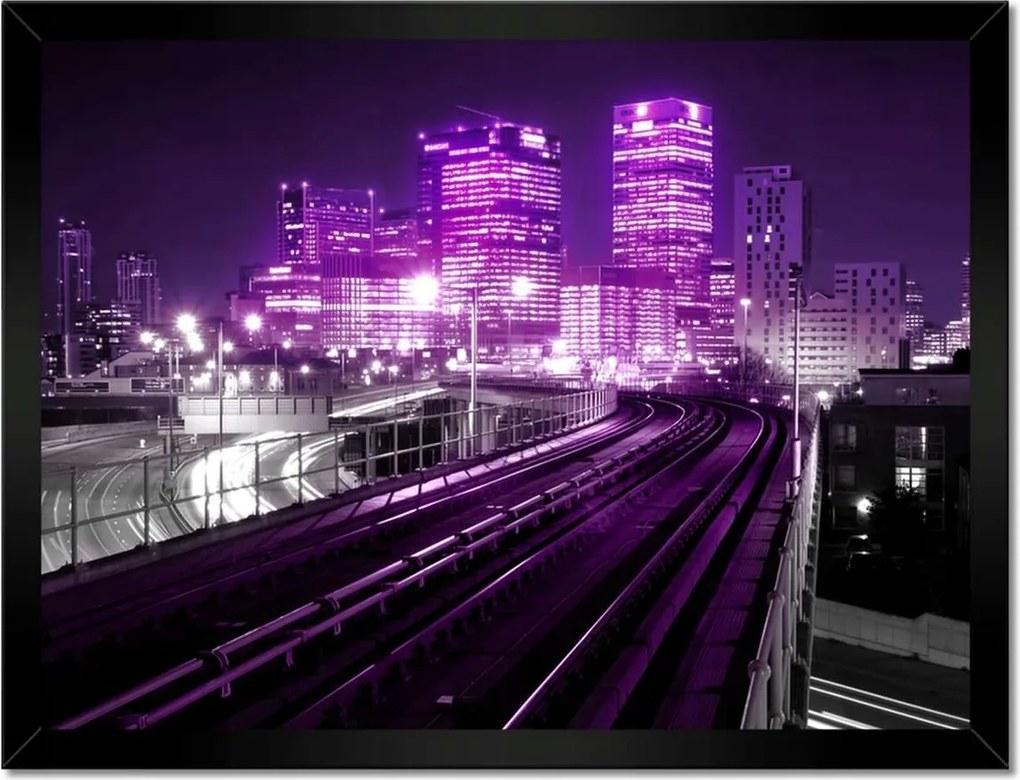 Poszterek keretben 40x30 Lila felhőkarcolók a városban