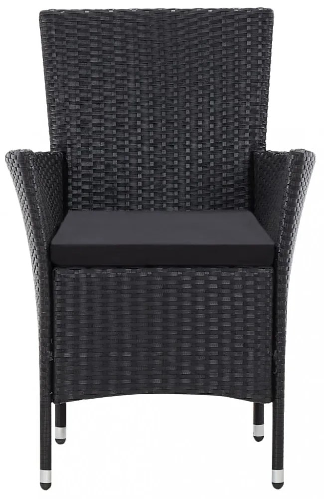 9 részes fekete polyrattan kültéri étkezőgarnitúra